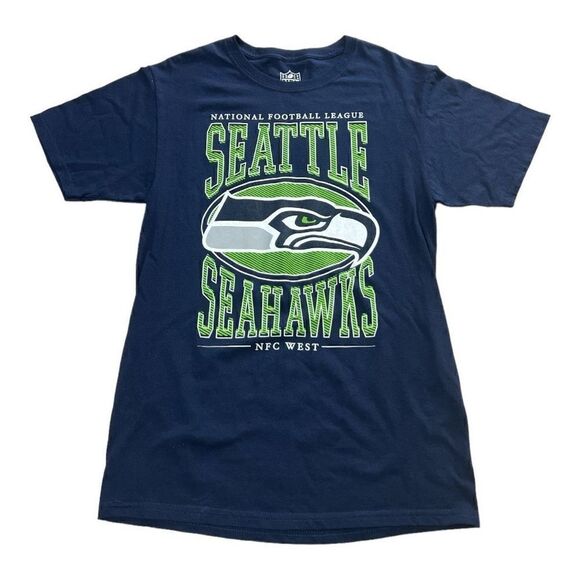 Seattle Seahawks T-Shirt Small Graphic Print NFL Team Apparel Short Sleeve Navy - Picture 1 of 9